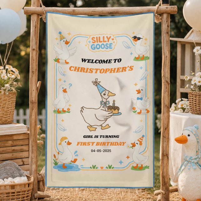 Lona It’s ONE Silly Goose Retro 1st Birthday Fun Modern (It’s ONE Silly Goose Retro 1st Birthday Fun Modern Banner
)