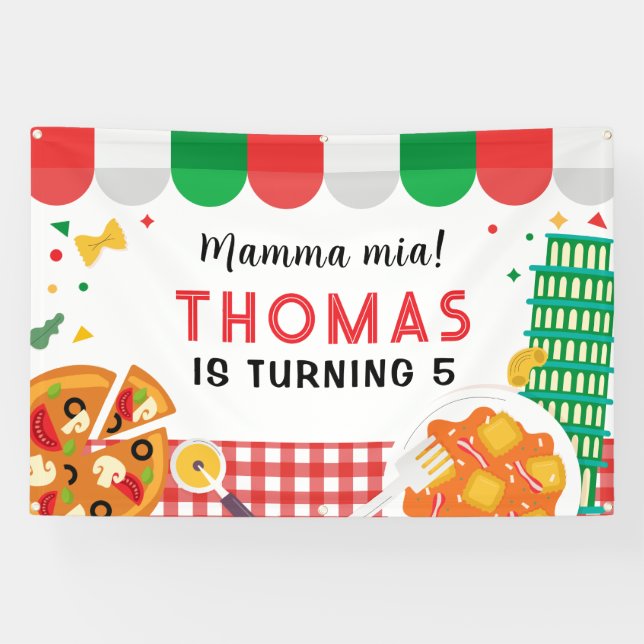 Lona Italian Birthday Party backdrop (Horizontal)