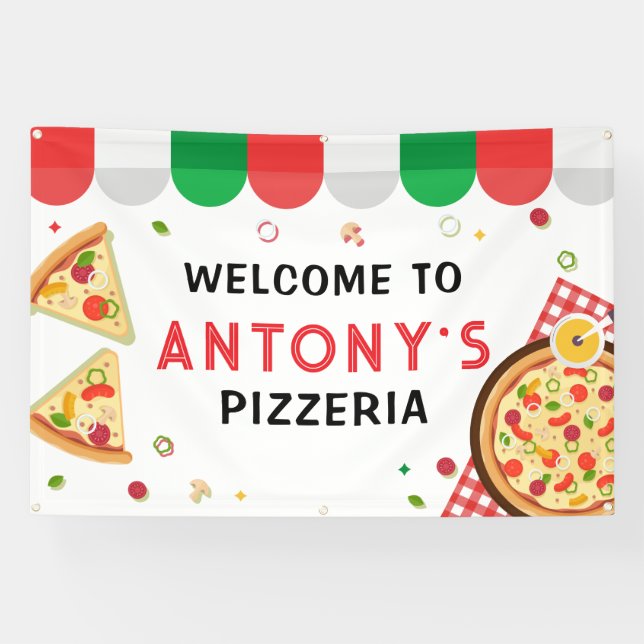 Lona Italian Pizzeria Party Birthday backdrop (Horizontal)