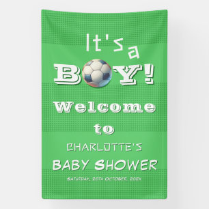 Lona It's a Boy! Baby Shower de fútbol deportivo