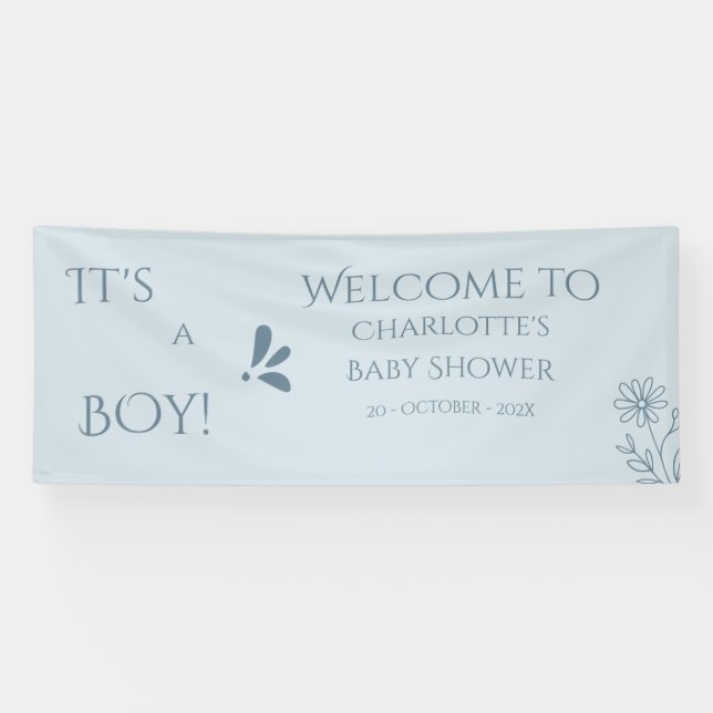 Lona It's A Boy! Minimalism Pastel Blue Baby Shower (Horizontal)