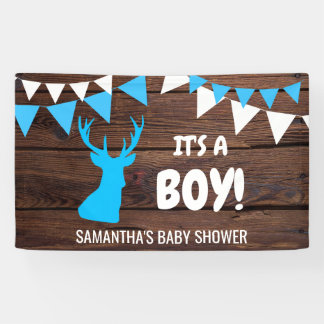 Lona IT'S A BOY! Personalizado Rustic Buck Deer Baby Sh