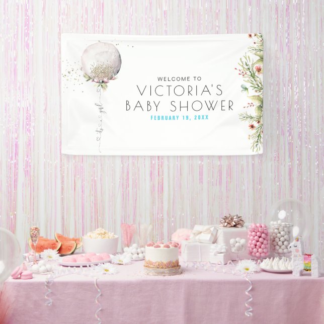 Lona It's a Girl | Banner de bienvenida de Baby Shower (Fiesta)