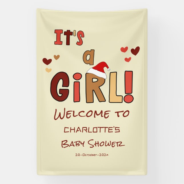 Lona It's a Girl! Christmas Santa Hat Baby Shower (Vertical)