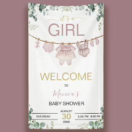 Lona It's A Girl Pink Watercolor Baby Shower Welcome