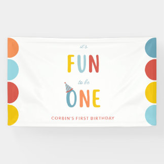 Lona It's Fun To Be One Colorful Birthday Party Banner