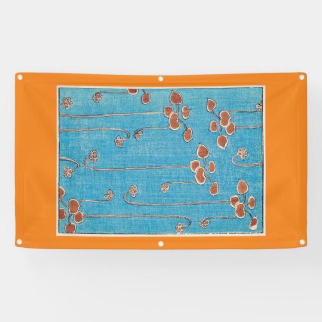 Lona JAPANESE WOODBLOCK PRINT OF WATER LILIES ON Banner (Horizontal)