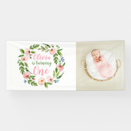 Lona Jardín floral 1er cumpleaños Chica foto