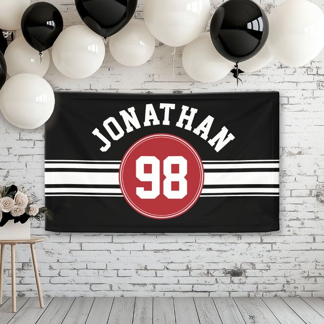 Lona Jersey de deportes rojos y negros personalizado (Custom Banner)