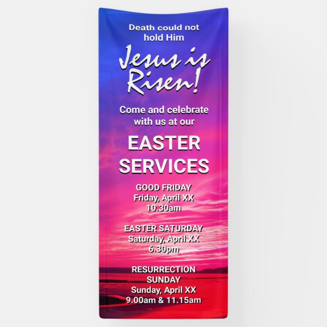 Lona JESUS ES EL Personalizado RISEN DE SERVICIOS DE IG (Vertical)