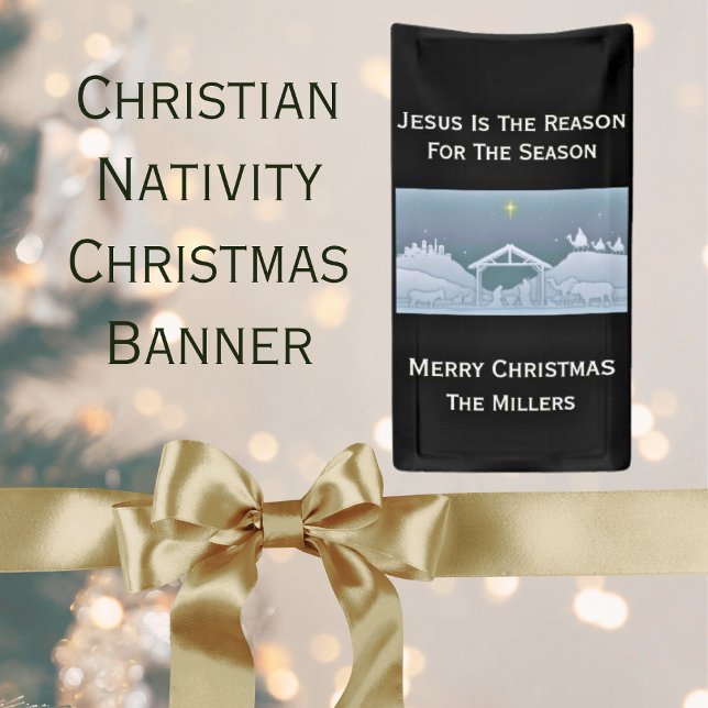 Lona Jesús Es La Razón De La Natividad De Los Navidades (Christian Nativity Christmas Banner)