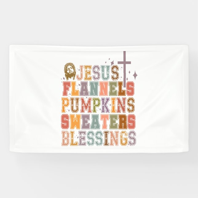 Lona Jesús Flanels Calabazas Dulces Bendiciones (Horizontal)