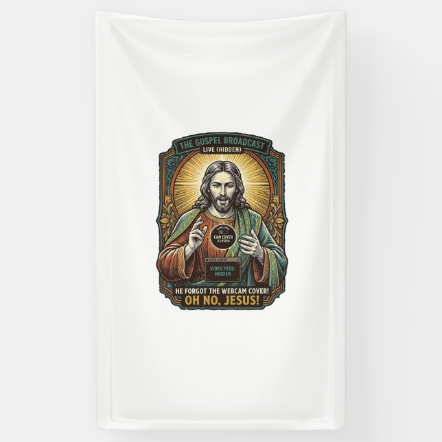 Lona Jesús Pantalla Negra Cubierta de Cámara Web Olvida (Vertical)