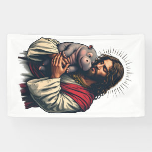 Lona Jesús sostiene a un bebé Moo Deng Hippo