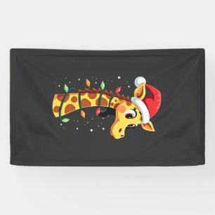 Lona Jirafa de Navidad Sombrero de Santa Luces Jirafa H