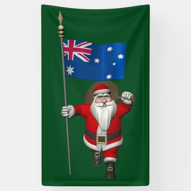 Lona Jolly Santa Claus Con Bandera De Australia (Vertical)
