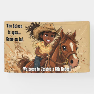 Lona Joven niña sonriente monta caballo