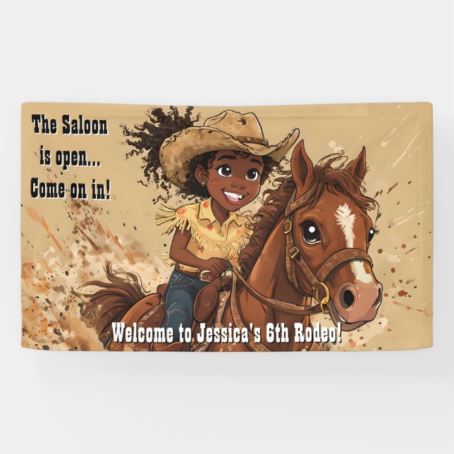 Lona Joven niña sonriente monta caballo (Horizontal)
