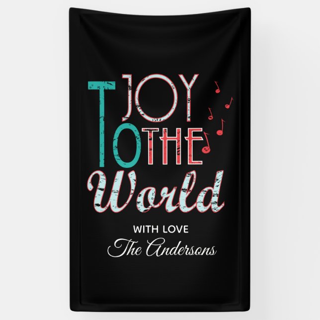 Lona Joy to the World Navidades Typography Notas musica (Vertical)