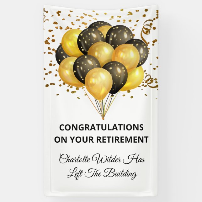 Lona Jubilación De Confetti De Oro Y Negro (Vertical)