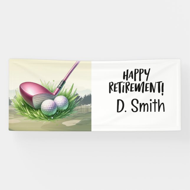 Lona Jubilación de golf con antecedentes de campo de go (Horizontal)