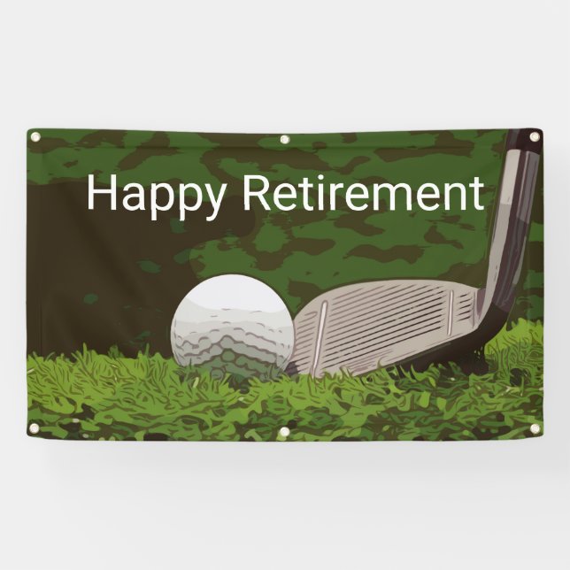 Lona Jubilación de golf con bola y hierro sobre verde  (Horizontal)