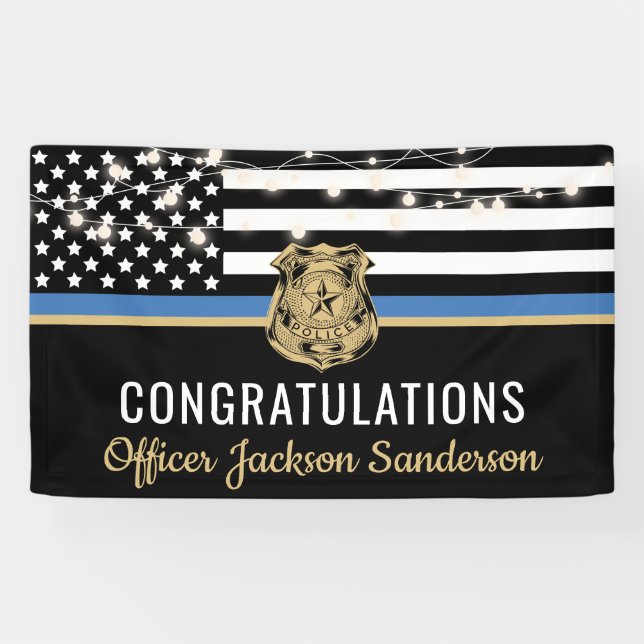 Lona Jubilación de la policía en la línea azul delgada (Horizontal)