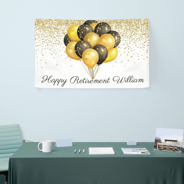 Lona Jubilación de Purpurina blanco negro dorado (Feria)