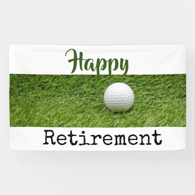 Lona Jubilación feliz con bola de golf en césped verde (Horizontal)