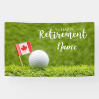Jubilación feliz de golf con bandera de Canadá