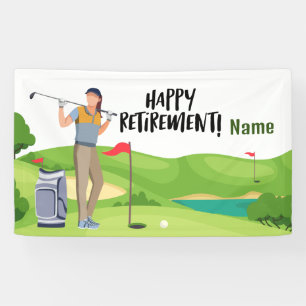 Lona Jubilación feliz de golf con golf feliz en verde