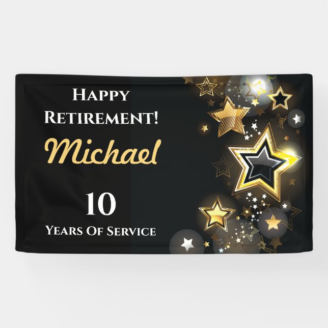 Lona Jubilación Personalizada con Estrella Dorada (Horizontal)