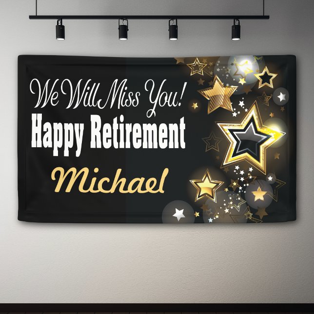 Lona Jubilación Personalizada con Estrella Dorada (Retirement Banner send off party idea. Wish someone a happy retirement. Elegant and classy. )