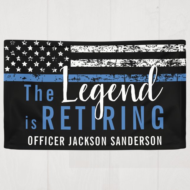 Lona Jubilación policial Bandera estadounidense delgada (Police Officer Law Enforcement Retirement Party Banner)