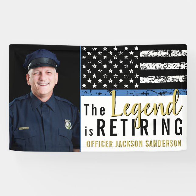 Lona Jubilación policial foto de bandera delgada de la  (Horizontal)