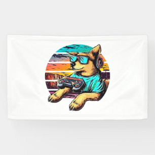 Lona Juego de perros, diseño retro vintage