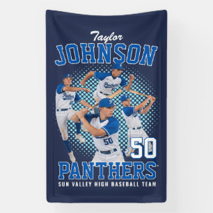 Lona Jugador de béisbol foto personalizada botín retro 
