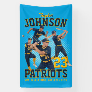 Lona Jugador de béisbol foto personalizada retro bootle