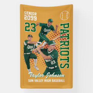 Lona Jugador de Béisbol Senior Foto Personalizada Verde
