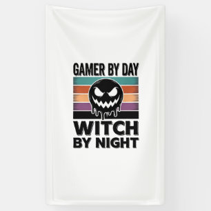 Lona Jugador De Día Bruja De Noche Diseño Retro De Hall