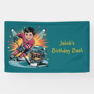 Lona Jugador de hockey pop Art Bash cumpleaños