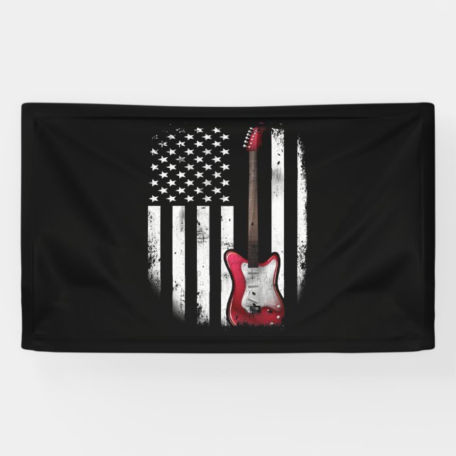 Lona Jugador de música con bandera estadounidense de gu (Horizontal)