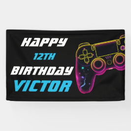 Lona Jugador de nivel de videojuego Neon Birthday