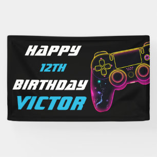 Lona Jugador de nivel de videojuego Neon Birthday