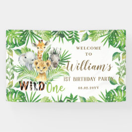 Lona Jungle Animals Greenery Aniversario de la bienveni