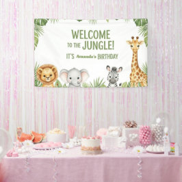 Lona Jungle Safari Animals Welcome Birthday Banner