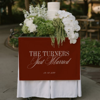 Lona Just Married Terracotta Red Wedding Vinil Banner
