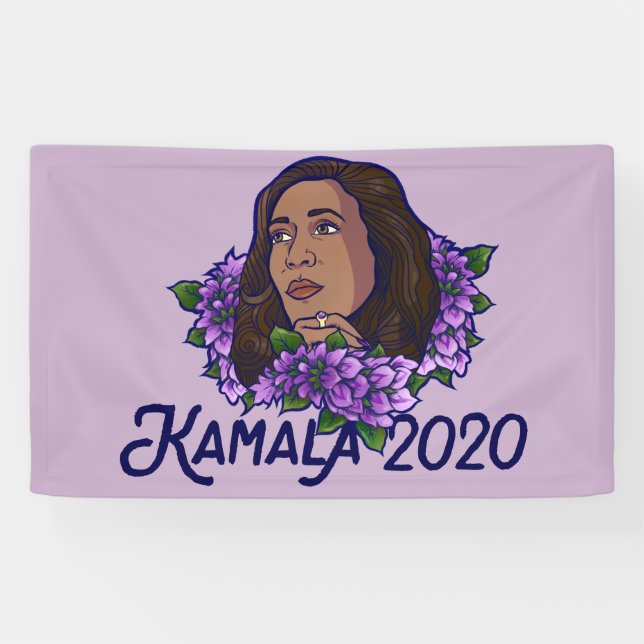 Lona Kamala 2020 Arte violeta morado floral (Horizontal)