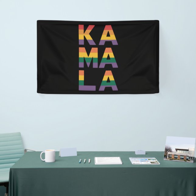 Lona Kamala Harris 2024: La bandera arcoiris del orgull (Feria)