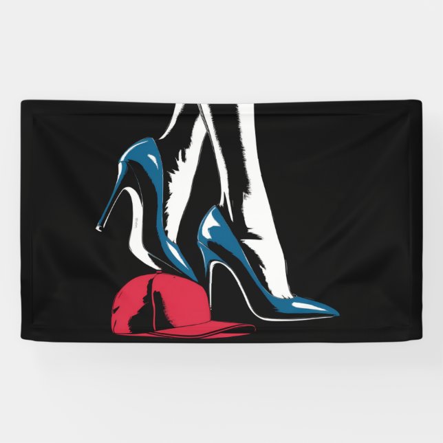 Lona Kamala Harris Heels pisando el Gorra de Maga (Horizontal)